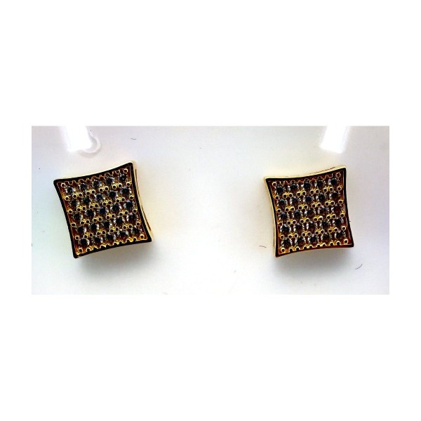 Pendientes cuadrados con circonitas de oro 18k